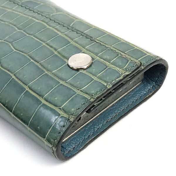 HERMES Crocodile Blue Jean Key Case Polo