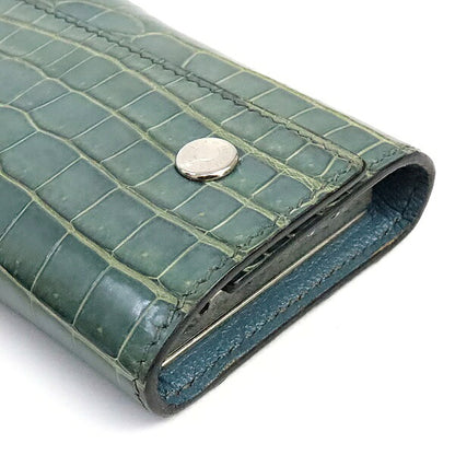 HERMES Crocodile Blue Jean Key Case Polo