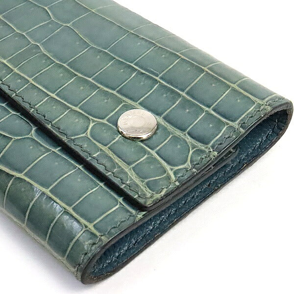 HERMES Crocodile Blue Jean Key Case Polo