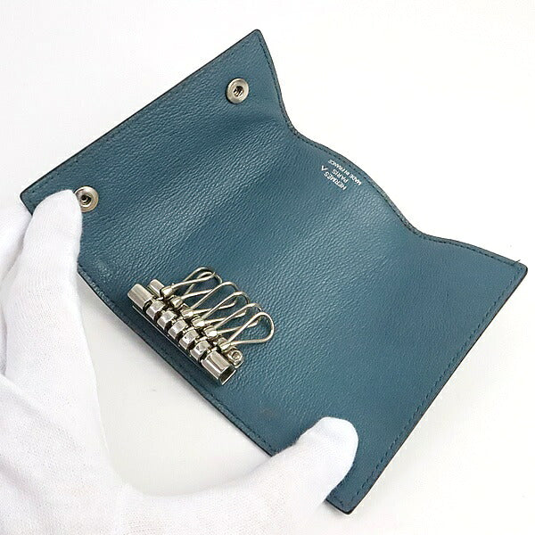 HERMES Crocodile Blue Jean Key Case Polo