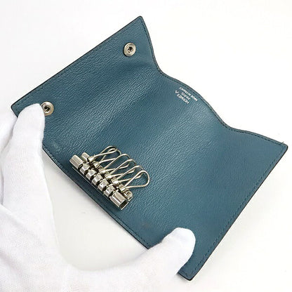 HERMES Crocodile Blue Jean Key Case Polo