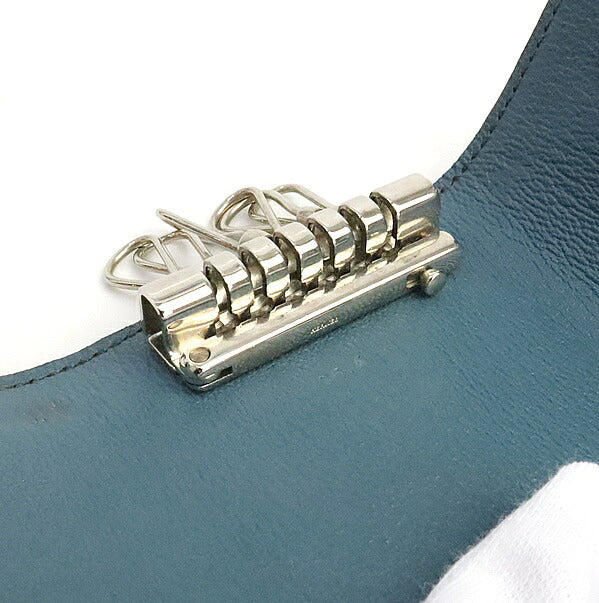 HERMES Crocodile Blue Jean Key Case Polo