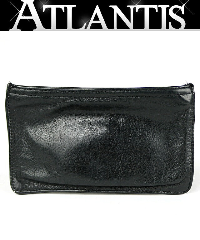 CHROME HEARTS Dagger Zip Leather Purse Black Size ONE SIZE
