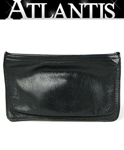 CHROME HEARTS Dagger Zip Leather Purse Black Size ONE SIZE