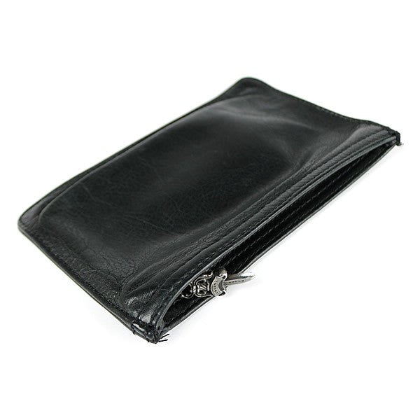 CHROME HEARTS Dagger Zip Leather Purse Black Size ONE SIZE