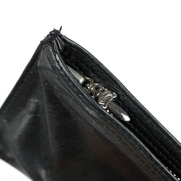 CHROME HEARTS Dagger Zip Leather Purse Black Size ONE SIZE