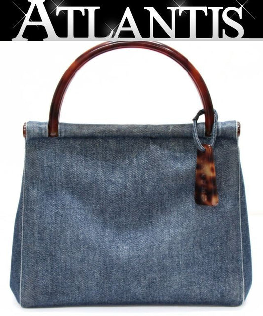 CHANEL Blue Plastic Handle Denim