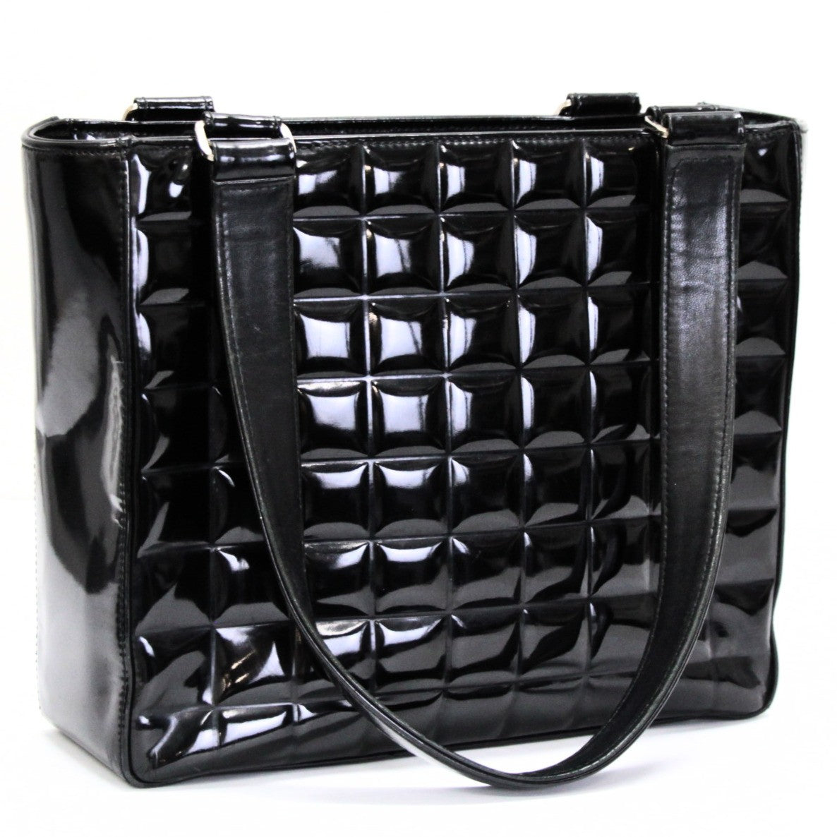 CHANEL Chocobar CC Mark Patent Leather Handbag Size ONE SIZE