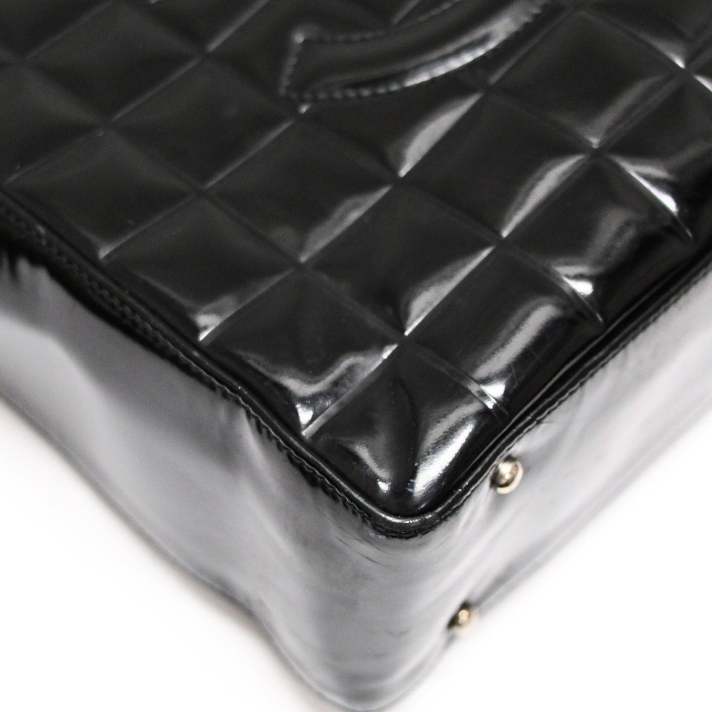 CHANEL Chocobar CC Mark Patent Leather Handbag Size ONE SIZE