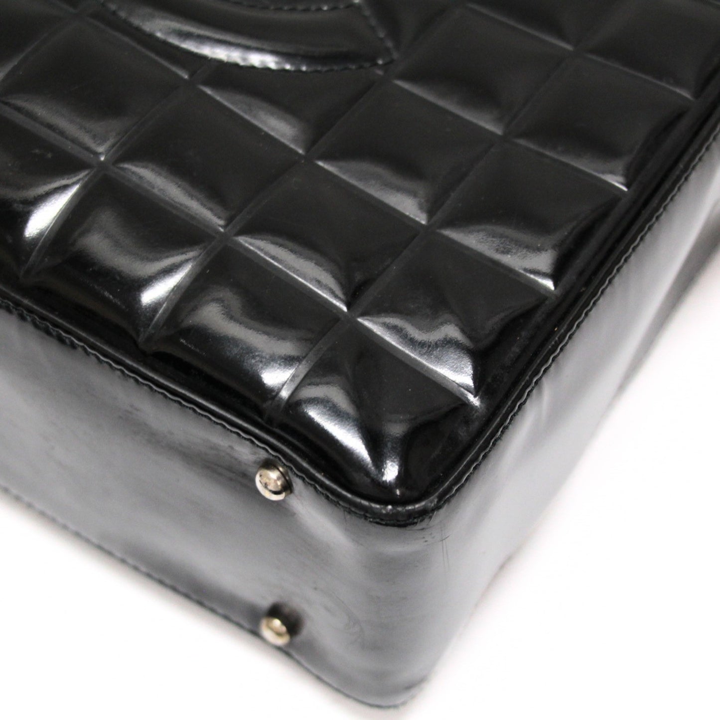 CHANEL Chocobar CC Mark Patent Leather Handbag Size ONE SIZE