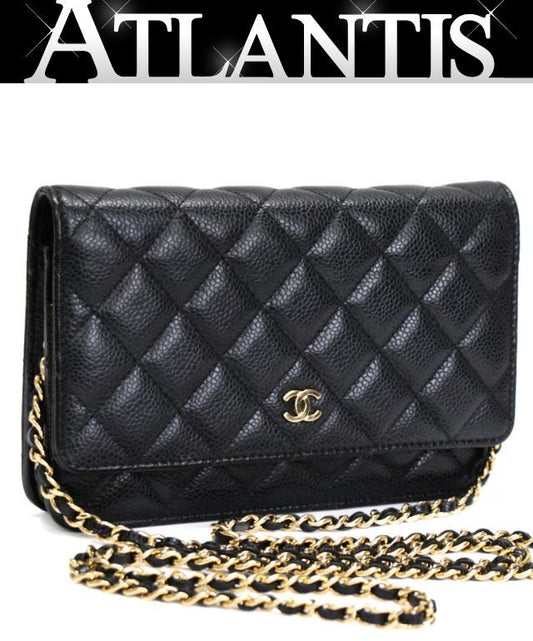 CHANEL Matelasse Caviar Skin Wallet Black Size ONE SIZE