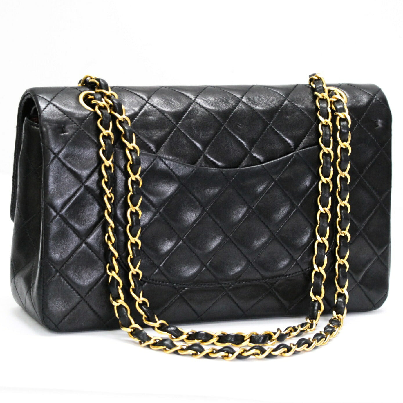 CHANEL Matelasse 25 Double Flap Lamb Bag Black Size ONE SIZE