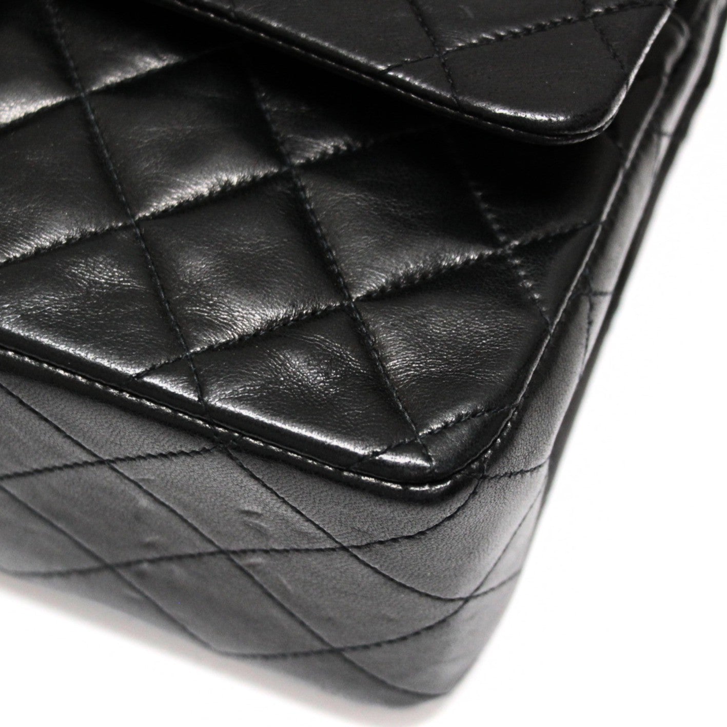 CHANEL Matelasse 25 Double Flap Lamb Bag Black Size ONE SIZE