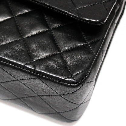 CHANEL Matelasse 25 Double Flap Lamb Bag Black Size ONE SIZE