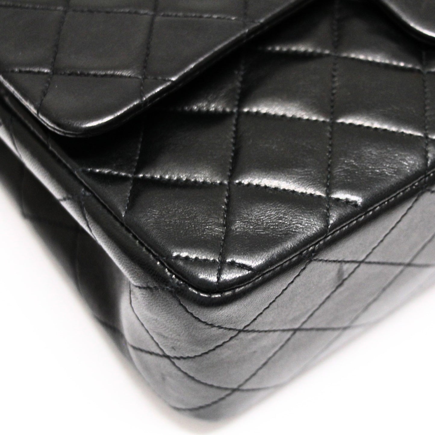 CHANEL Matelasse 25 Double Flap Lamb Bag Black Size ONE SIZE