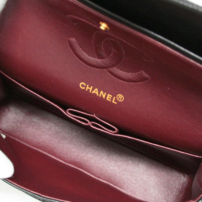 CHANEL Matelasse 25 Double Flap Lamb Bag Black Size ONE SIZE