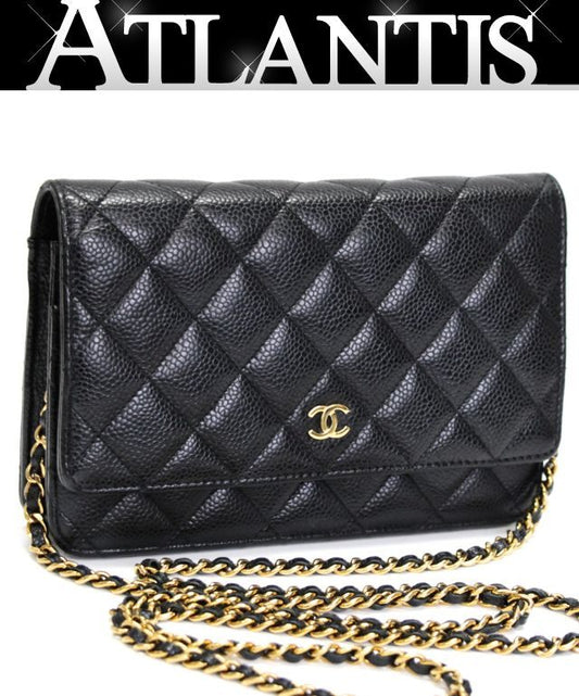 CHANEL Matelasse Caviar Skin Wallet Black Size ONE SIZE