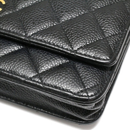 CHANEL Matelasse Caviar Skin Wallet Black Size ONE SIZE