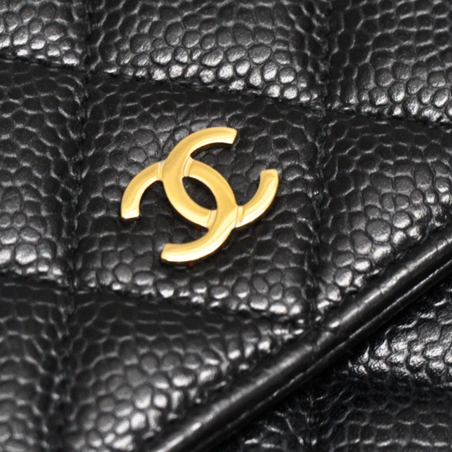 CHANEL Matelasse Caviar Skin Wallet Black Size ONE SIZE