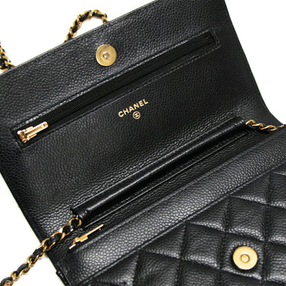 CHANEL Matelasse Caviar Skin Wallet Black Size ONE SIZE
