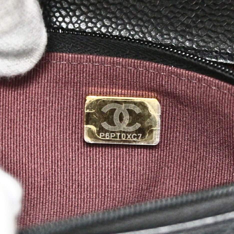 CHANEL Matelasse Caviar Skin Wallet Black Size ONE SIZE