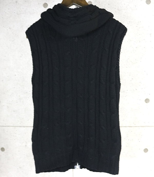 CHROME HEARTS Dagger Zip Hooded Knit Vest Black Size ML