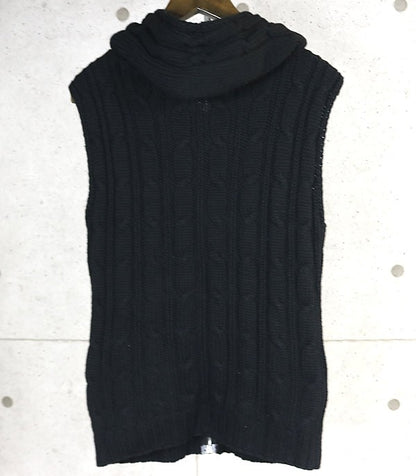 CHROME HEARTS Dagger Zip Hooded Knit Vest Black Size ML