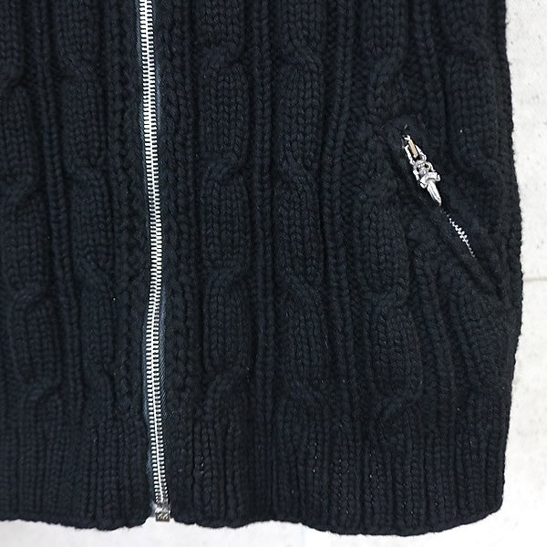 CHROME HEARTS Dagger Zip Hooded Knit Vest Black Size ML