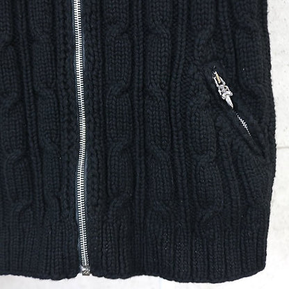 CHROME HEARTS Dagger Zip Hooded Knit Vest Black Size ML