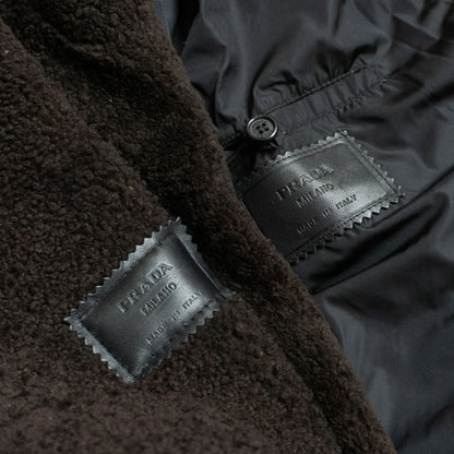 Prada Leather Hooded Lined Coat Brown Size 52