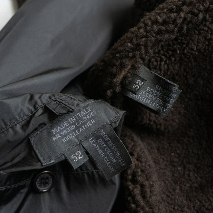 Prada Leather Hooded Lined Coat Brown Size 52