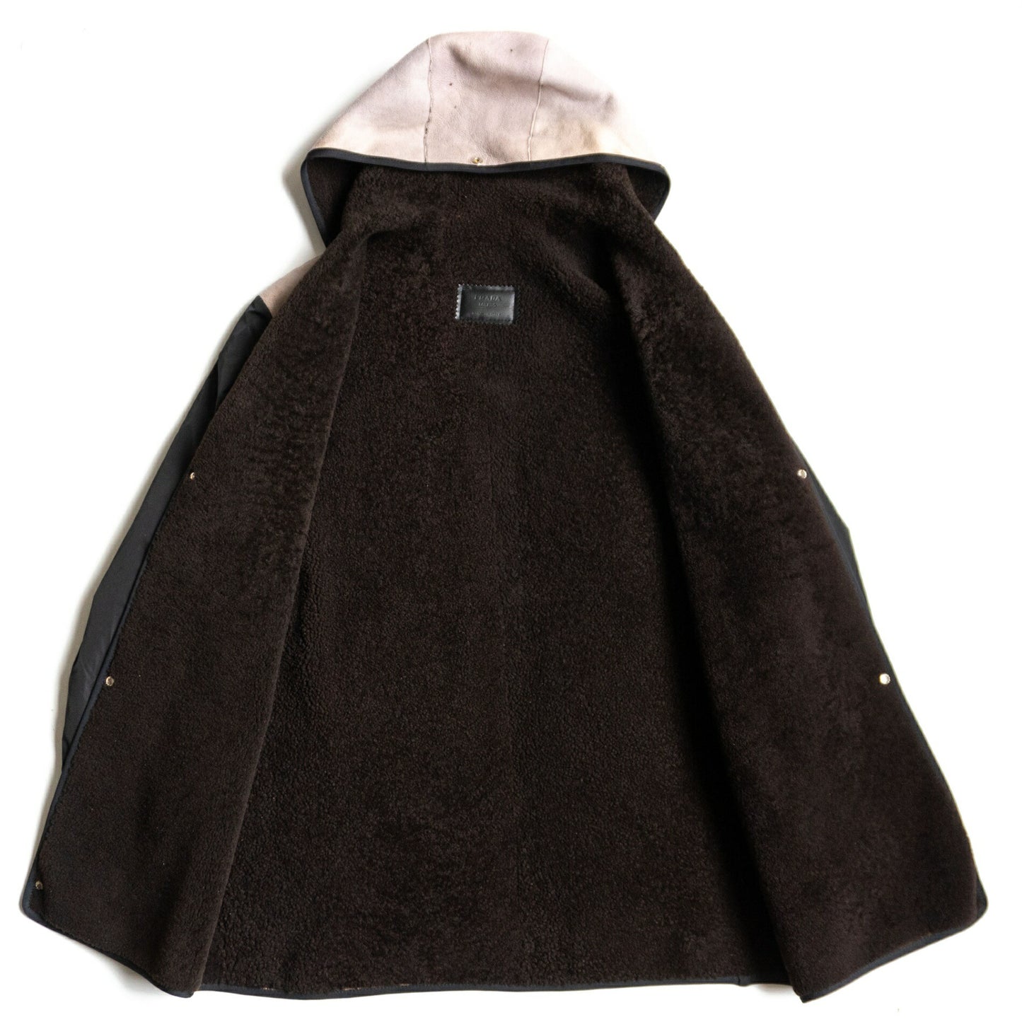 Prada Leather Hooded Lined Coat Brown Size 52