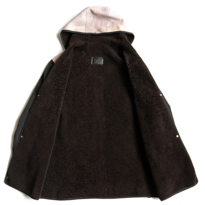 Prada Leather Hooded Lined Coat Brown Size 52