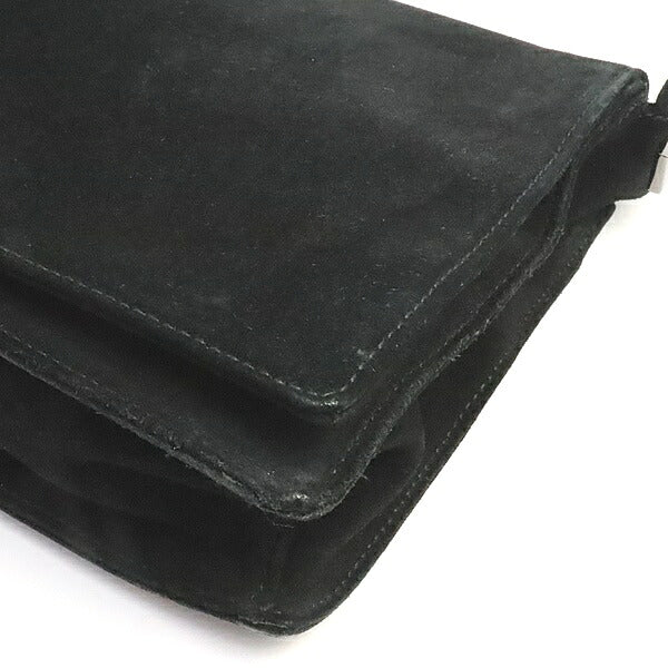 GUCCI Vintage Black Nubuck Bamboo Shoulder Bag