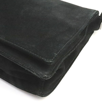 GUCCI Vintage Black Nubuck Bamboo Shoulder Bag