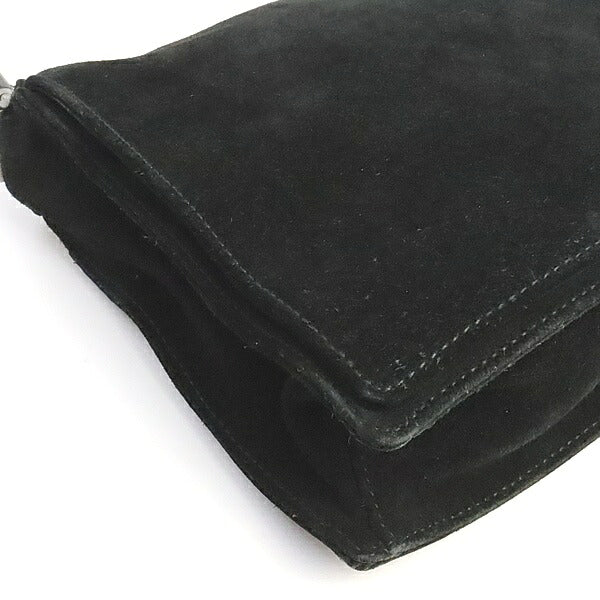 GUCCI Vintage Black Nubuck Bamboo Shoulder Bag