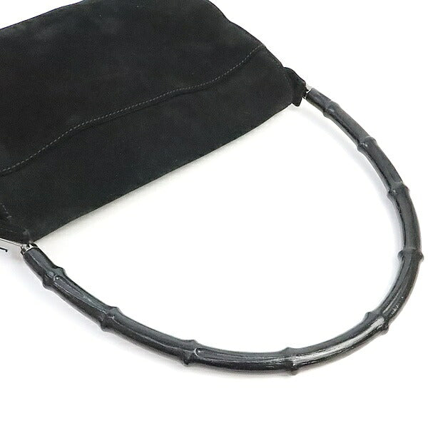 GUCCI Vintage Black Nubuck Bamboo Shoulder Bag