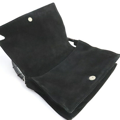 GUCCI Vintage Black Nubuck Bamboo Shoulder Bag