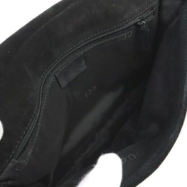GUCCI Vintage Black Nubuck Bamboo Shoulder Bag