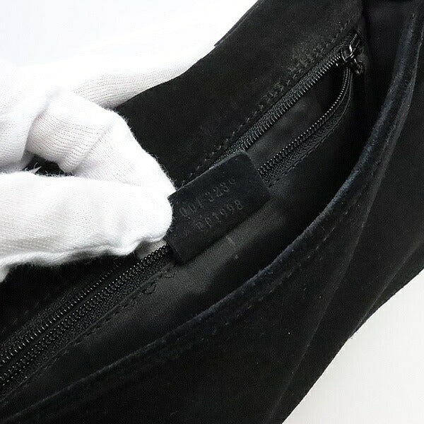 GUCCI Vintage Black Nubuck Bamboo Shoulder Bag