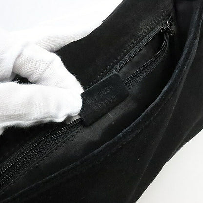 GUCCI Vintage Black Nubuck Bamboo Shoulder Bag