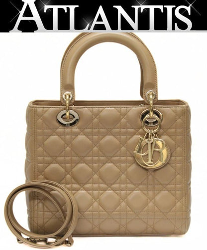 Christian Dior Lady Dior Cannage Bag Beige Size ONE SIZE