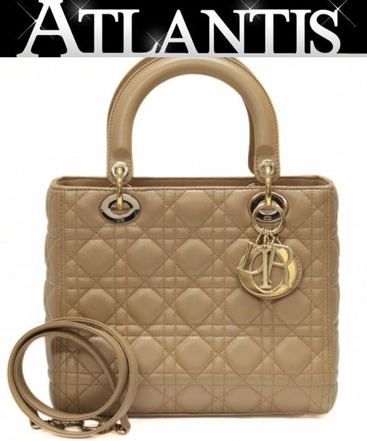 Christian Dior Lady Dior Cannage Bag Beige Size ONE SIZE