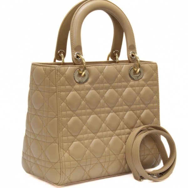 Christian Dior Lady Dior Cannage Bag Beige Size ONE SIZE