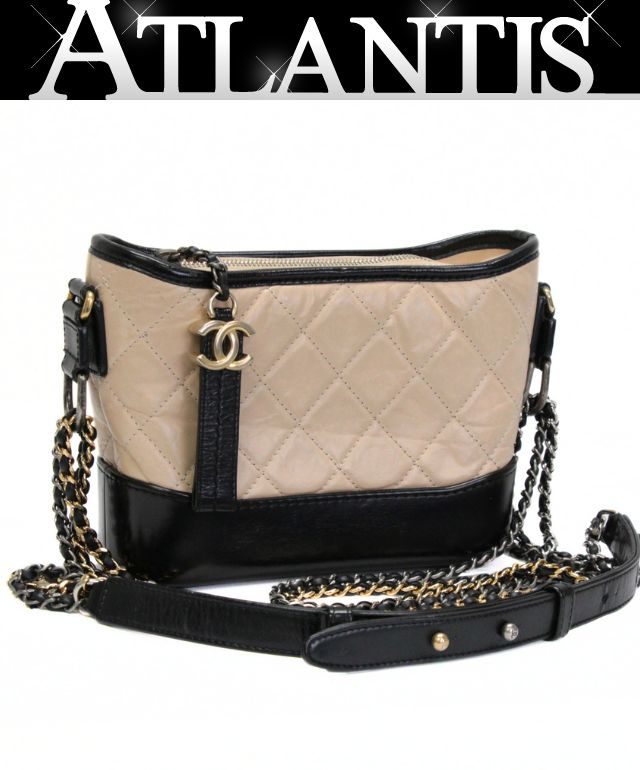 CHANEL Gabrielle Matelasse Bag Beige/Black Size ONE SIZE