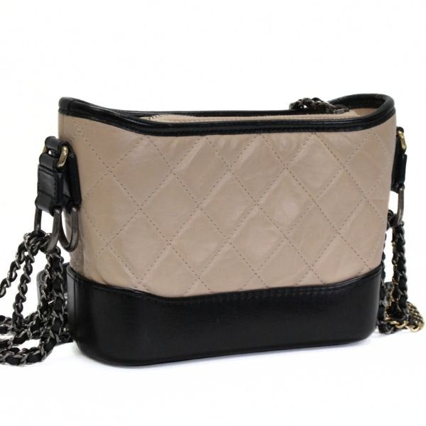 CHANEL Gabrielle Matelasse Bag Beige/Black Size ONE SIZE