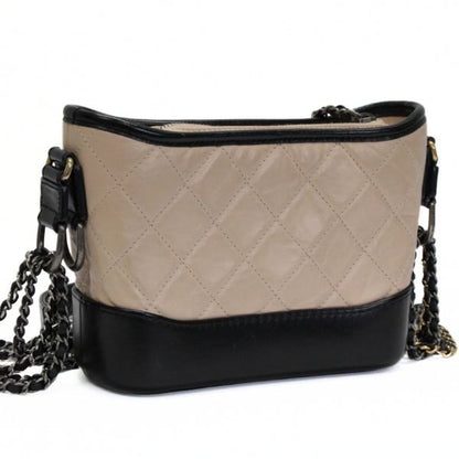 CHANEL Gabrielle Matelasse Bag Beige/Black Size ONE SIZE