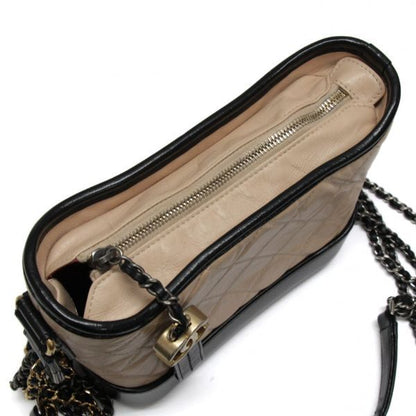 CHANEL Gabrielle Matelasse Bag Beige/Black Size ONE SIZE