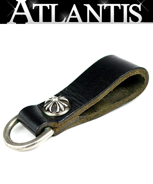 CHROME HEARTS Cross Button D-Ring Loop Black Belt Size ONE SIZE