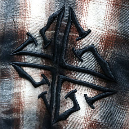 GUAPI Rhinestone Flannel Shirt Brown Size S
